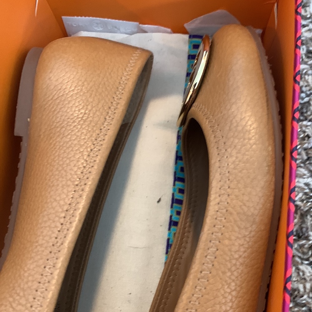 Tory Burch Reva Ballet Flats Royal Tan/Gold size 8.5 - Picture 11 of 13
